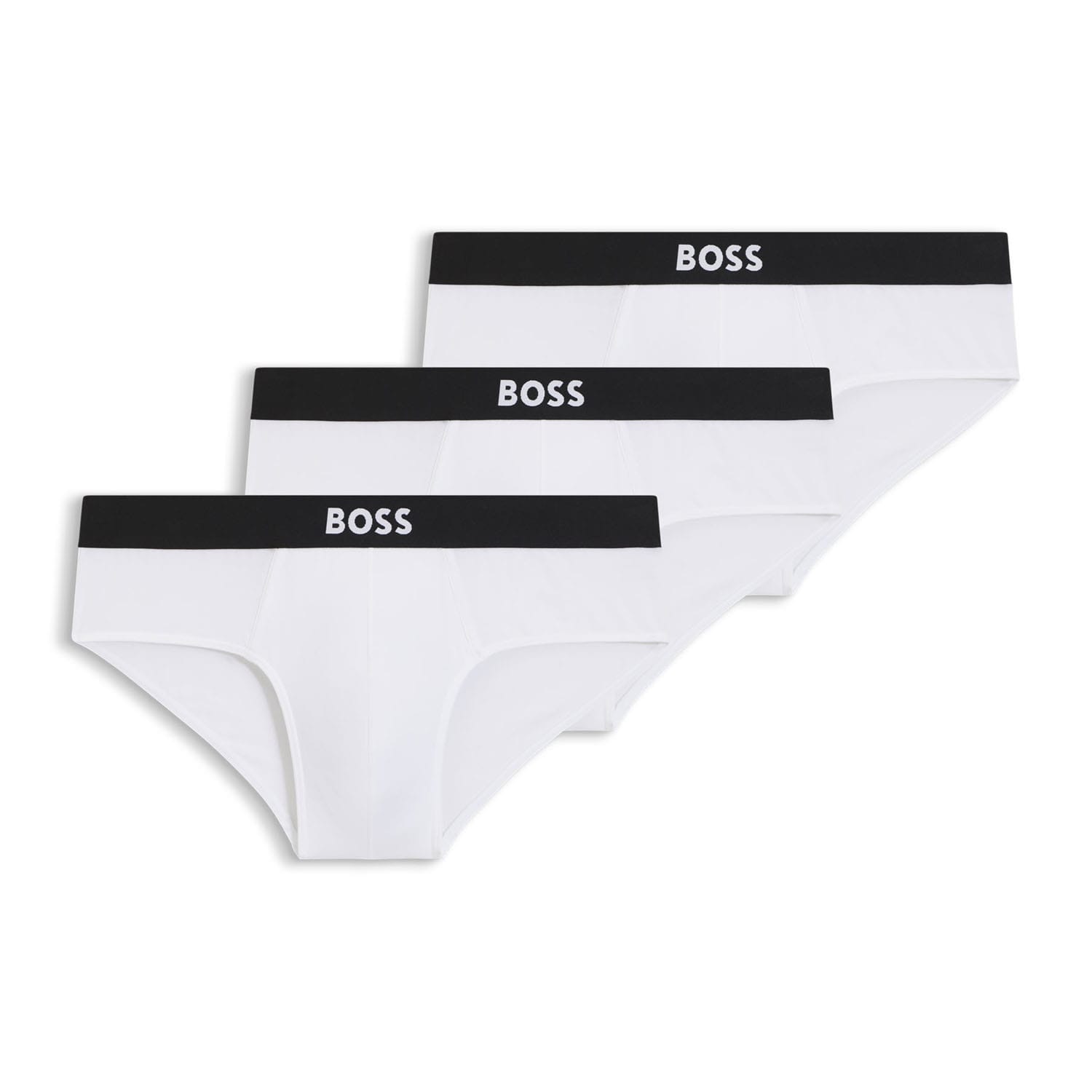 Boss Mens 3 Pack of Logo Briefs in White Cotton - Size Small | Boss Sale | Discount Designer Brands