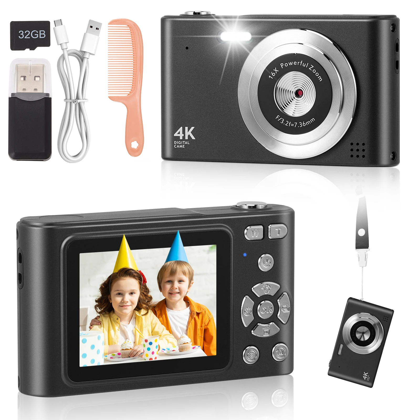 Appareil photo numérique CCD double écran appareil photo numérique Portable 4K Vintage Vlog enregistreur vidéo 48MP CCD Selfie caméra