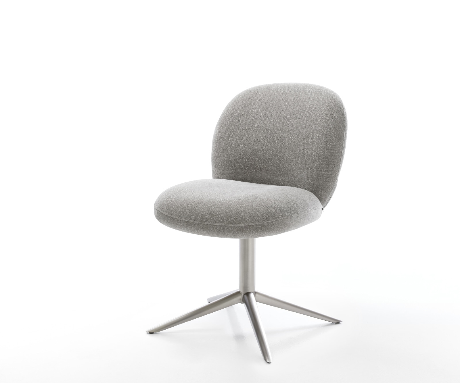 DELIFE Drehstuhl Nube-Flex Strukturstoff Soft Grau Fußkreuz Edelstahl 360° drehbar Wippfunktion Taschenfederkern, Esszimmerstühle Image