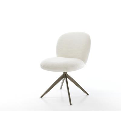 DELIFE Drehstuhl Nube-Flex Bouclé Soft Beige Kreuzgestell breit Effektfinish Titan 360° drehbar Wippfunktion Taschenfederkern, Esszimmerstühle Image
