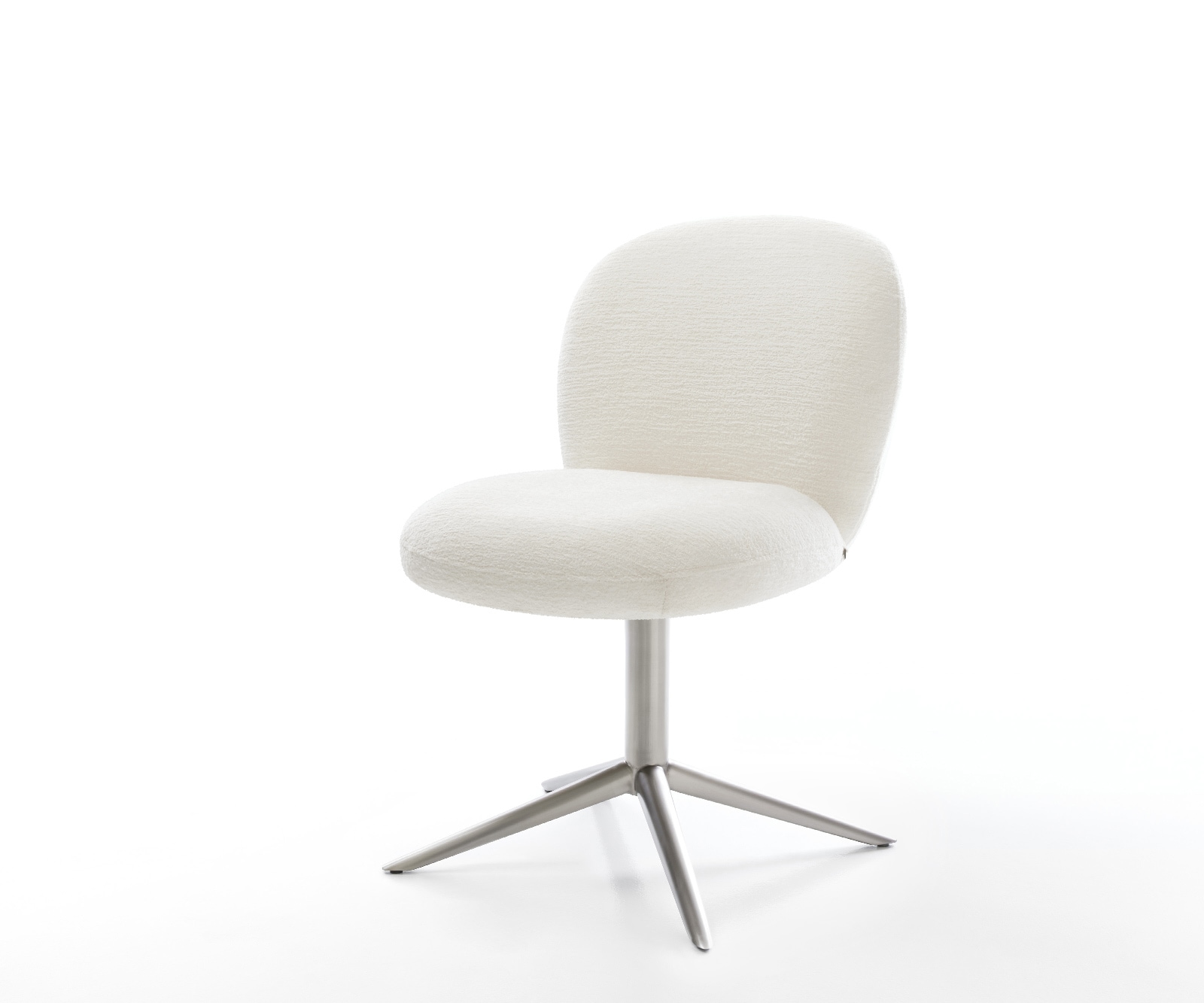 DELIFE Drehstuhl Nube-Flex Bouclé Soft Beige Fußkreuz Edelstahl 360° drehbar Wippfunktion Taschenfederkern, Esszimmerstühle Image