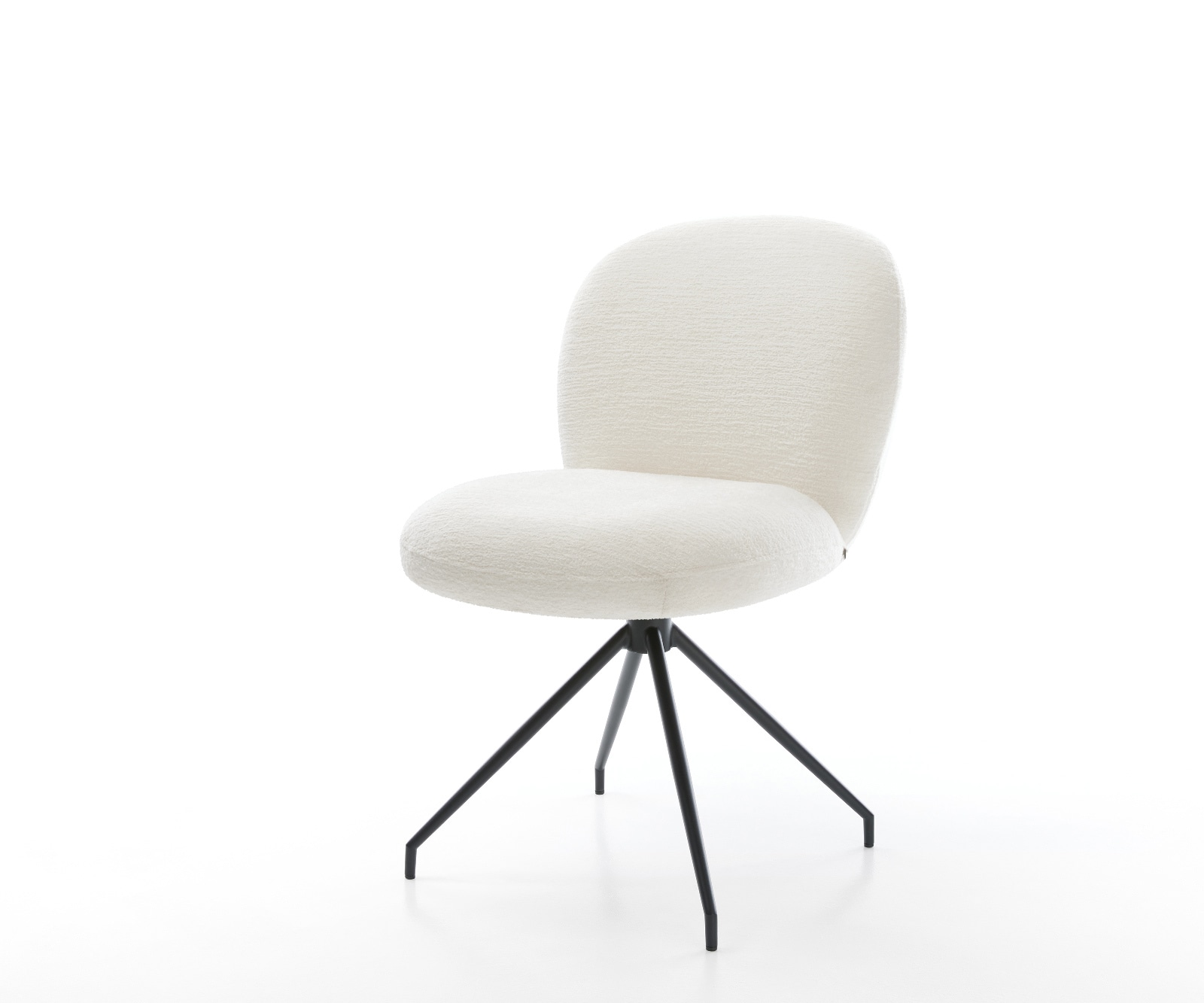 DELIFE Esszimmerstuhl Nube-Flex Bouclé Soft Beige Kreuzgestell konisch Schwarz Taschenfederkern, Esszimmerstühle Image