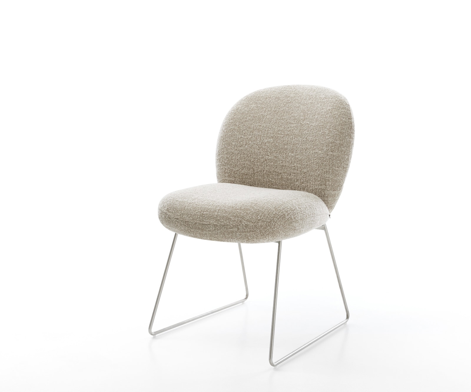 DELIFE Esszimmerstuhl Nube-Flex Webstoff Soft Beige Kufengestell Edelstahl Taschenfederkern, Esszimmerstühle Image