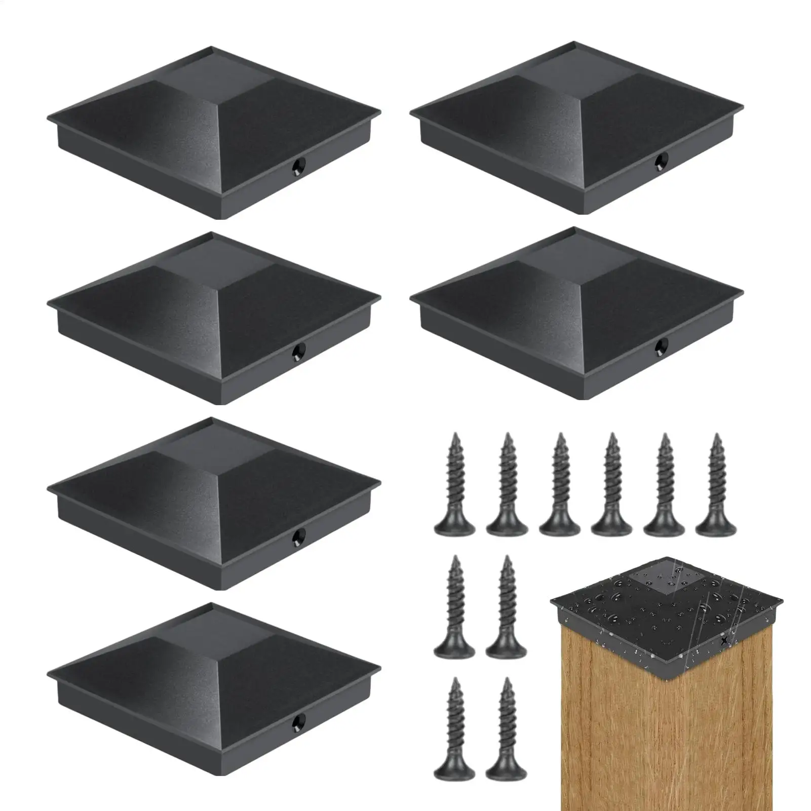 6 stücke Deck Post Kappe Zaun Kappe Post Kappe Abdeckung Terrassendielen Kappen Holz Zaun Post Abdeckungen Robuste Kunststoff Deck Post abdeckung für Garten Zaun