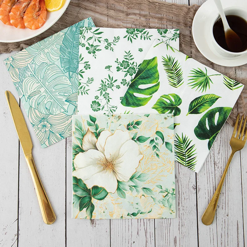 50/100PCS Sommer Stil Pflanzen Gedruckt Servietten Party Dekoration Einweg Taschentücher für Geburtstag Hochzeit Braut Dusche Party Versorgung