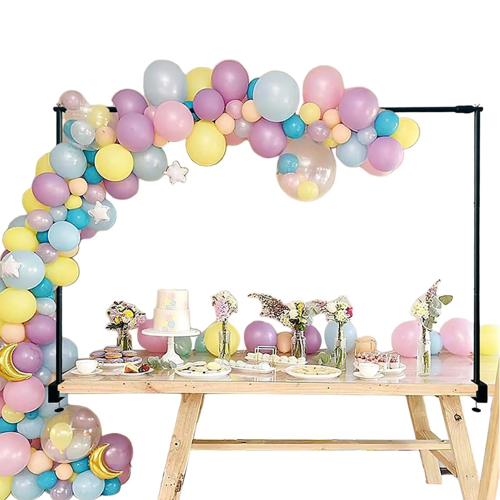 Tischstangenständer mit Klemmen, verstellbarer Tischbogen, Blumen-Tischbogenständer, Ballon-Blumenbogenrahmen für Hochzeiten Image