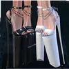 Schwarz Kristall Schnalle Peep Toe Sandalen Plattform Dünne High Heel Modische Sexy 2025, Sommer Große Größe Frau Schuhe Zapatillas Mujer