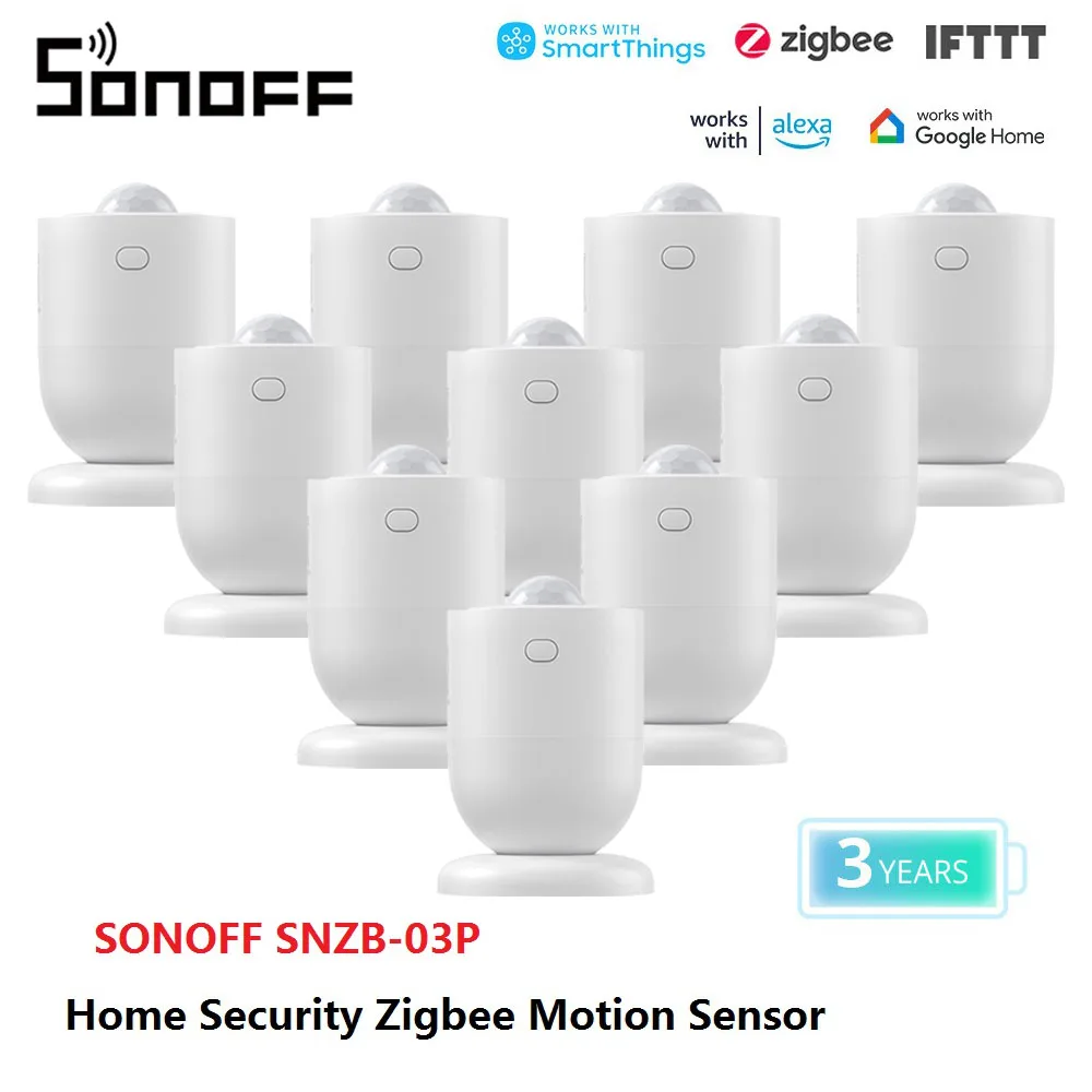 1PCS SONOFF SNZB-03P Zigbee Motion Sensor Umgebung Licht Erkennung Alarm Benachrichtigung eWeLink Smart Szene über Alexa Google Image