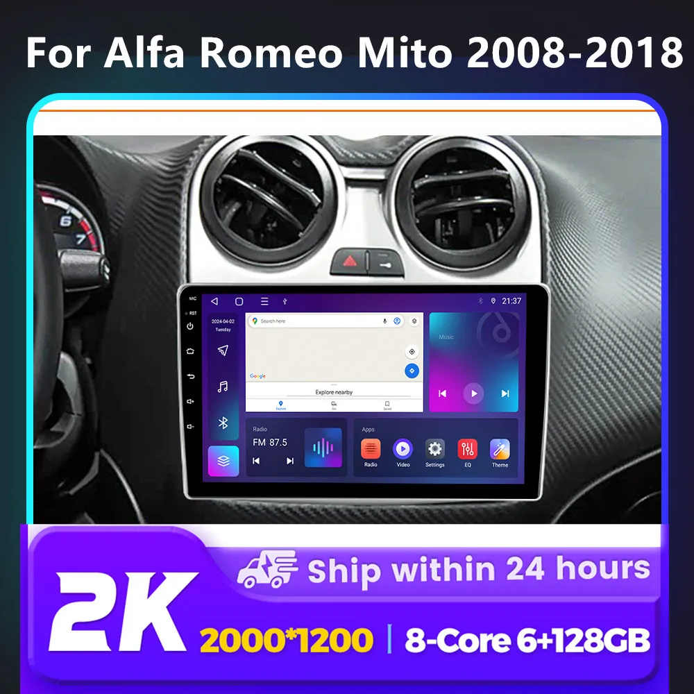 QLED Android 14 Auto Radio Carplay Auto Für Alfa Romeo MiTo 955 2008-2016 Multimedia Video Player GPS NAVI 4G WIFI 2 DIN Stereo intelligente systeme für autos autoradio carplay apple carplay android Image