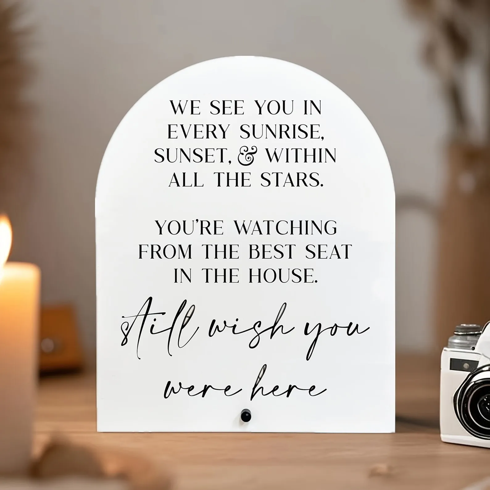 Acrylschild „Hochzeit Memorial“, Acrylschild „Hochzeit Memorial“, „In Loveing Memory“, „Wish You Were Here“-Schild, „Erinnerung“. Image