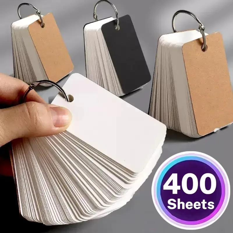 400/100 Blatt Kraftpapier, leere Karteikarten mit Binderingen, Spiralnotizblöcke, Mini-Notizbücher, Lernkarten, Buch, Kawaii-Briefpapier Image