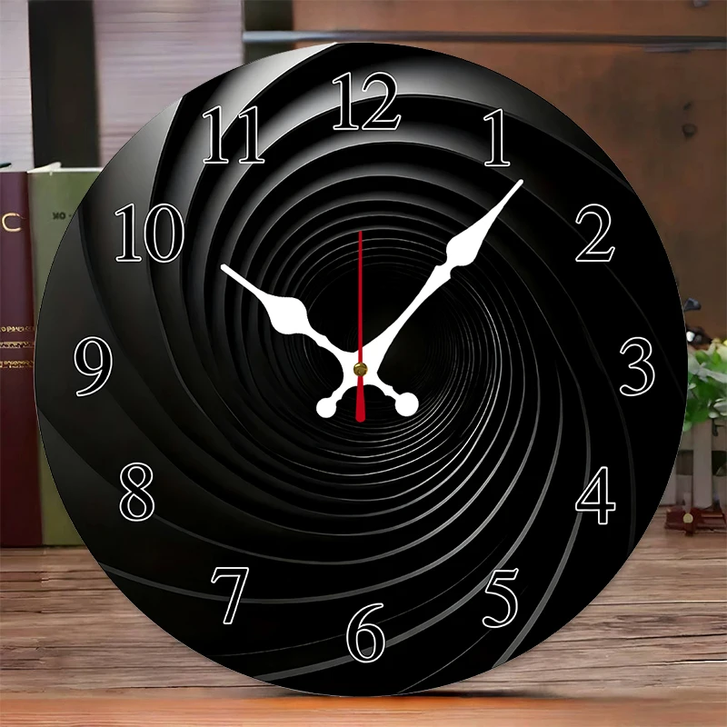 Batteriebetriebene runde, geräuschlose Wanduhr aus Holz zum Aufhängen, geeignet für Wohnzimmer, Büro, Arbeitszimmer, Schlafzimmer, Heimdekoration Image