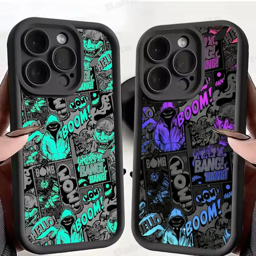 Graffiti Cool Art Silikon-Handyhülle für iPhone 17, Air 17, 16, 15, 14, 13, 12, 11 Plus Pro Max, stoßfeste Softcover Image