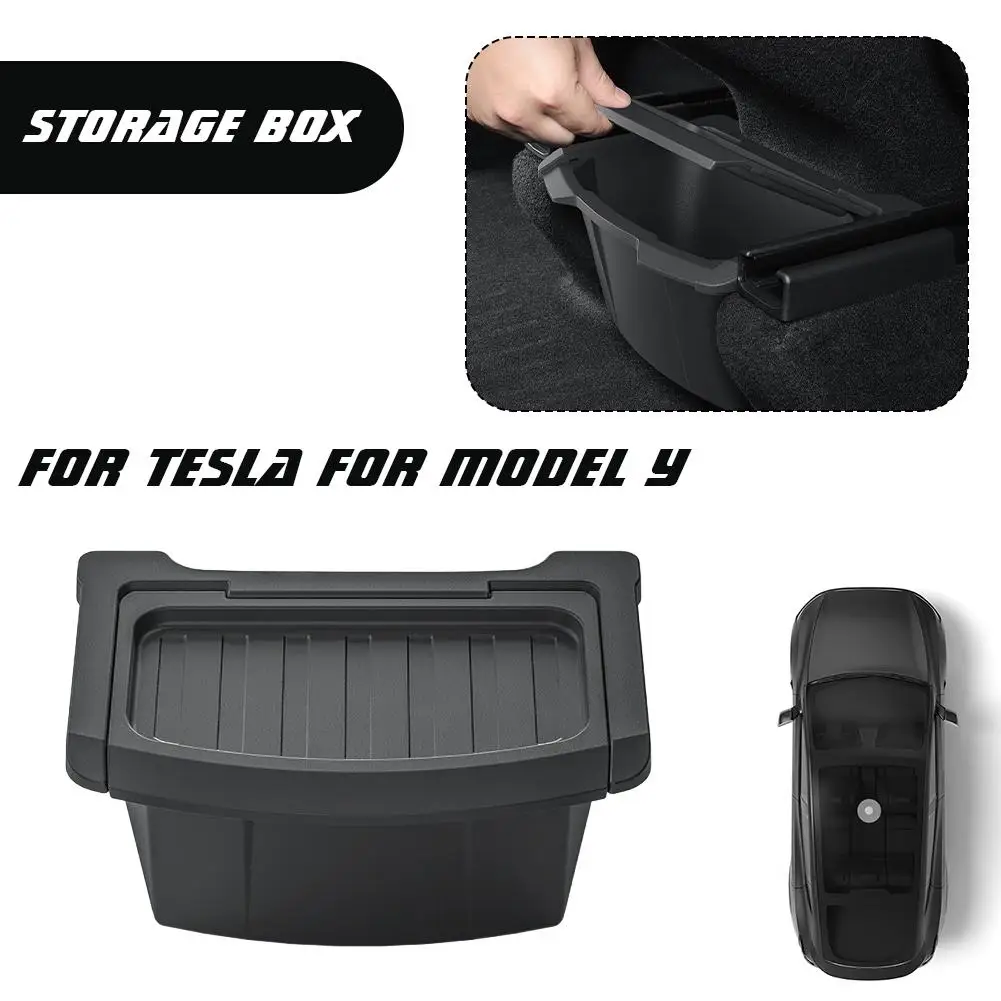 Für Tesla Model Y Juniper Launch 2025, hinterer Behälter, Aufbewahrungsbox, ABS, langlebiger Boden, Organizer-Koffer, Mülleimer, Organizer-Zubehör Image