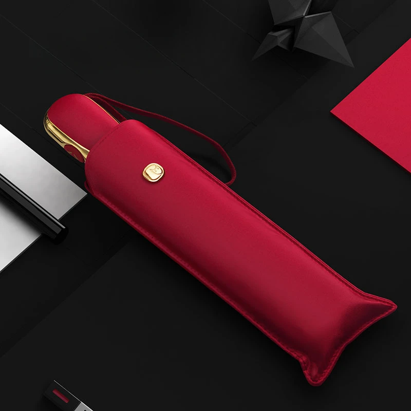 Ultraleichter, flacher, vollautomatischer Regenschirm, dreifacher, sonniger und regnerischer Regenschirm, tragbarer Anti-Ultraviolett-Sonnenschirm Image