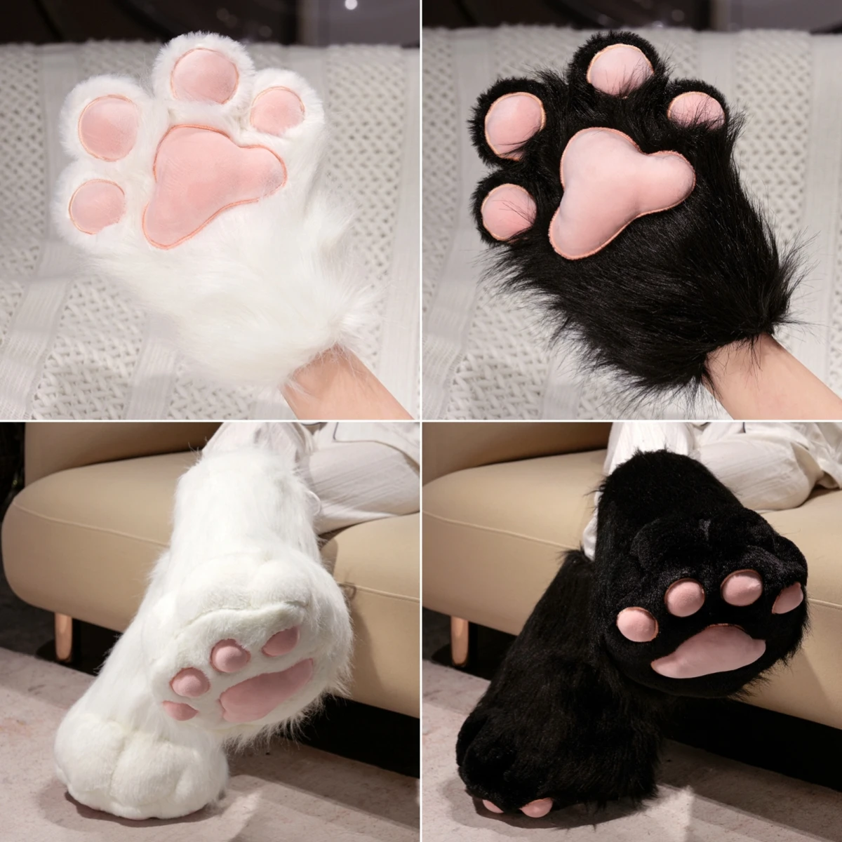 Kreative süße Katze Klaue Handschuh Plüschtier Fursuit Schuhe Flügel Cosplay Requisiten weiß schwarz grau Plüschtiere kreative Tierzubehör
