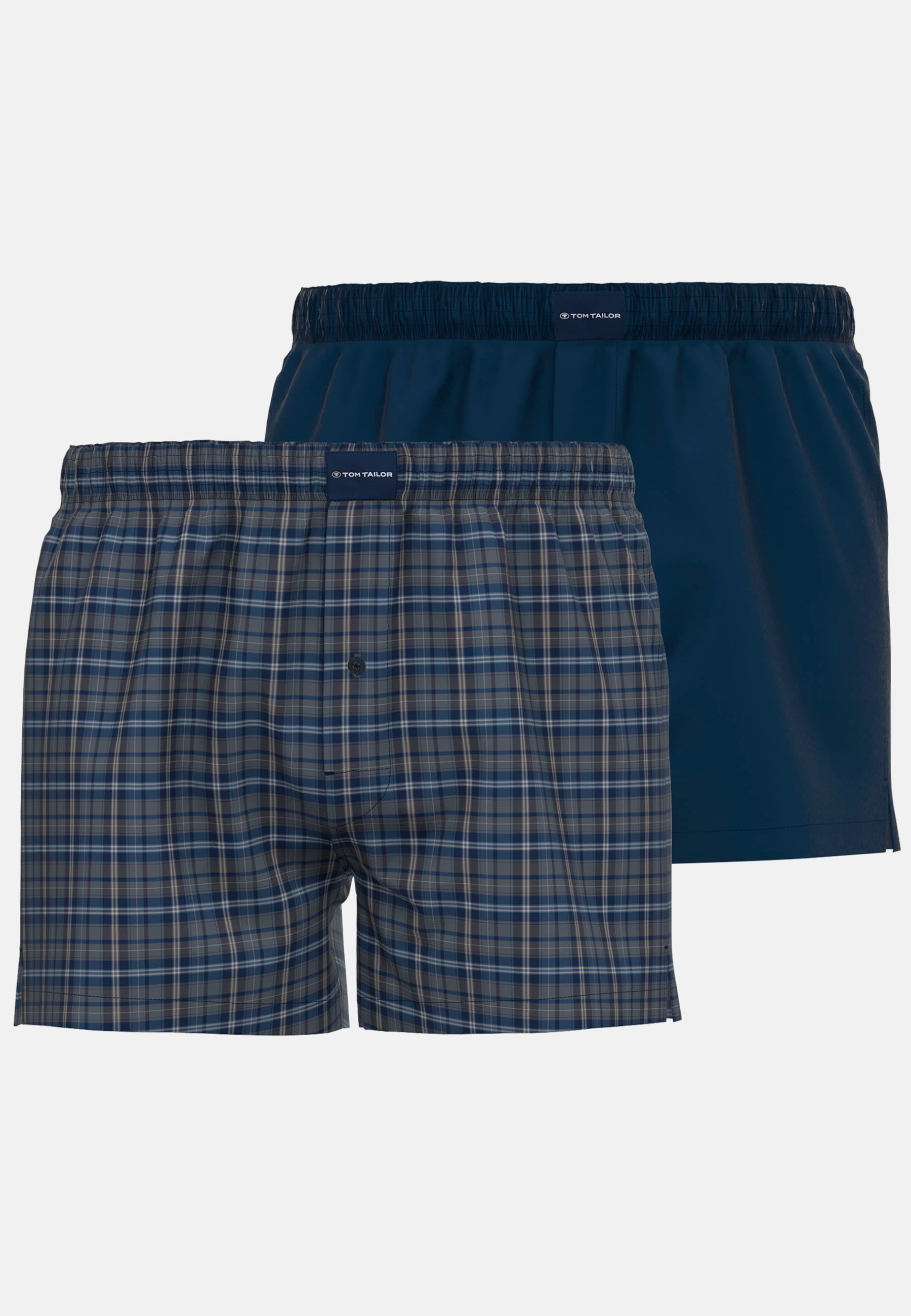 Boxershorts TOM TAILOR "Milos", Herren, Gr. 4S, braun (braun, mittel, karo), Obermaterial: 100% Baumwolle, bequem, Unterhosen, bequem, leicht, Logopatch, basic, kariert, Baumwolle