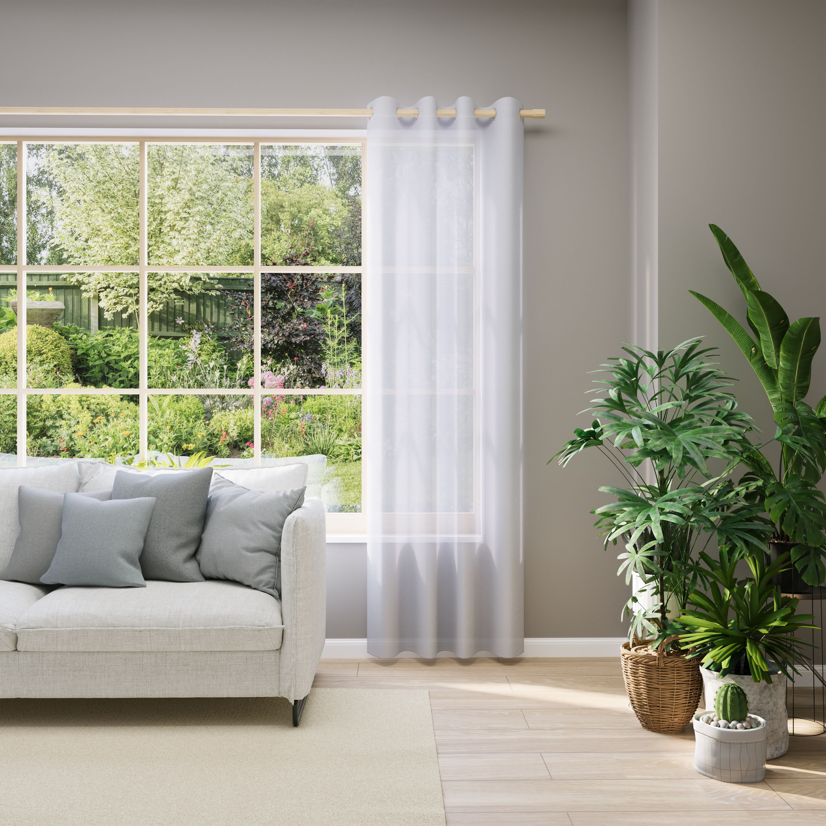 Vorhang nach Maß NEUTEX FOR YOU "EVA", weiß, B:350cm H:200cm, Obermaterial: 100% Polyester, Gardinen nach Maß, Uni-Voile mit elegantem Glanz Image