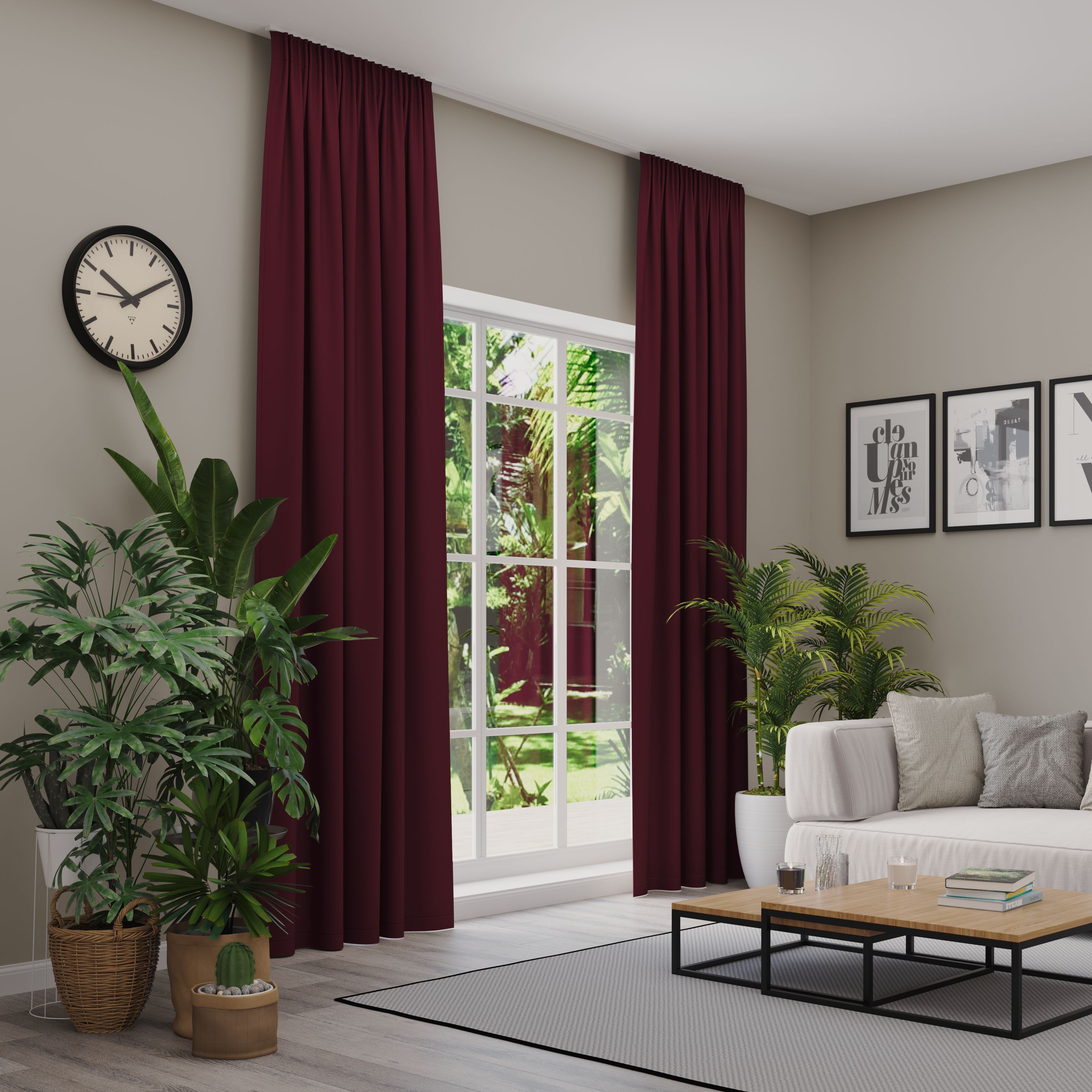 Verdunkelungsvorhang NEUTEX FOR YOU "INSULA", rot (bordeaux), B:137cm H:215cm, Polyester, Gardinen, Uni-Dimout für starke Verdunklung, nach Maß Image