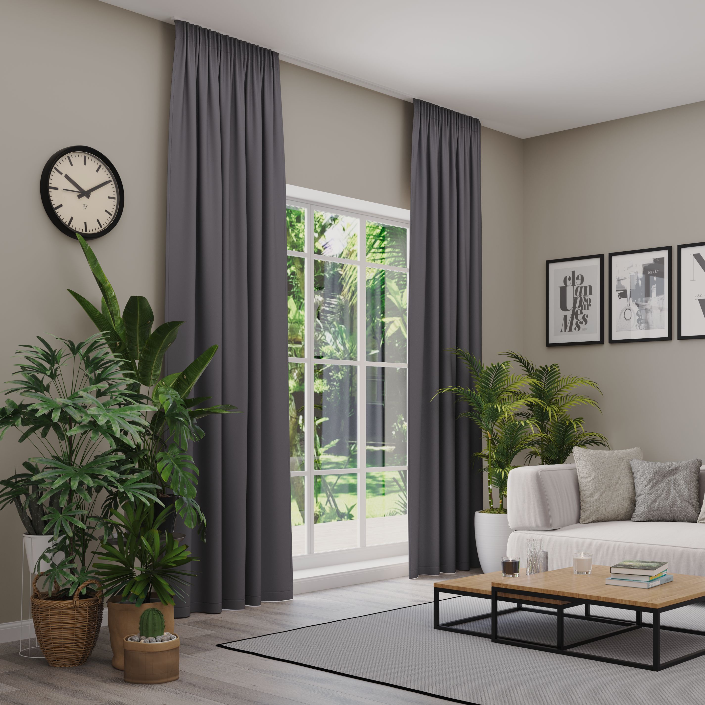 Verdunkelungsvorhang NEUTEX FOR YOU "INSULA", grau (dunkelgrau), B:137cm H:295cm, Polyester, Gardinen, Uni-Dimout für starke Verdunklung, nach Maß Image