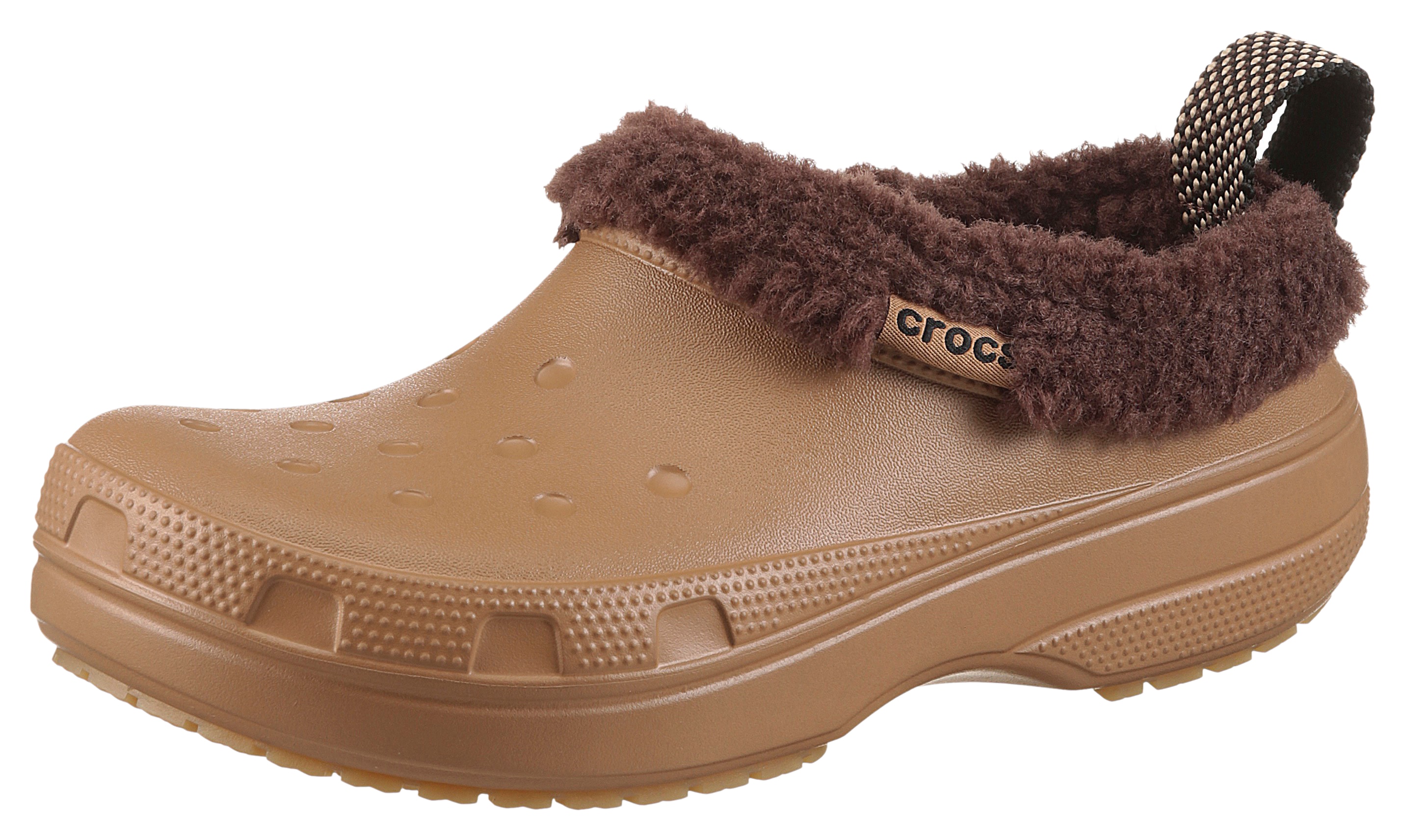 Clog CROCS "Unisex Classic Lined Shorty", Herren, Gr. 39, braun, Croslite™, Schuhe Clog, Regenschuh, Outdoorschuh, Hausschuh mit Warmfutter