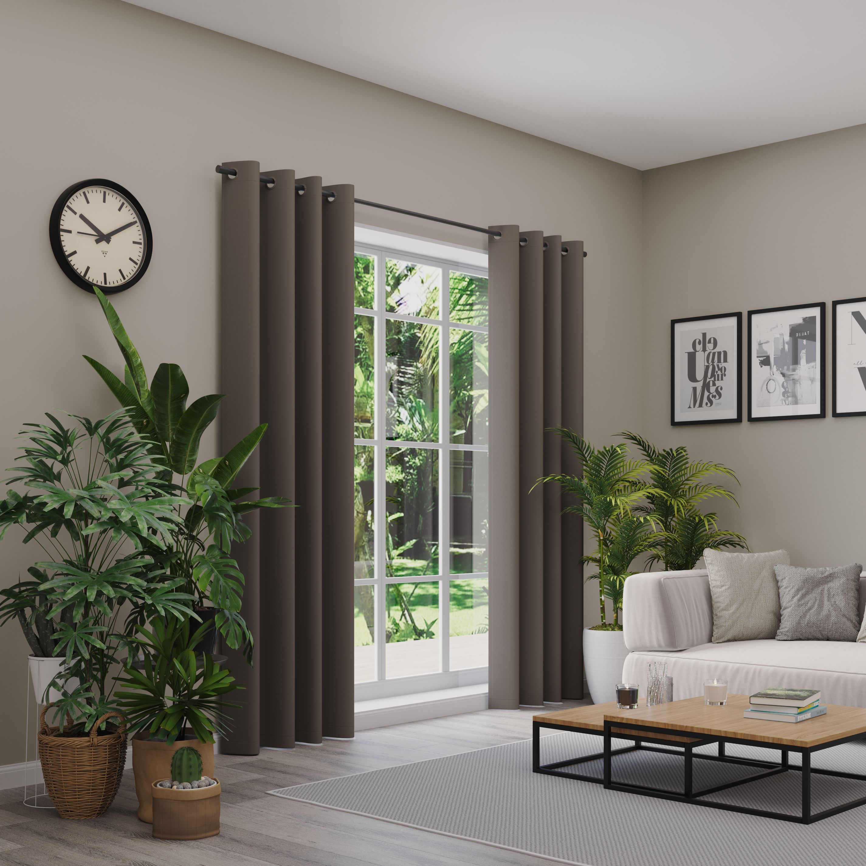 Verdunkelungsvorhang NEUTEX FOR YOU "INSULA", braun, B:137cm H:180cm, Polyester, Gardinen, Uni-Dimout für starke Verdunklung, nach Maß Image