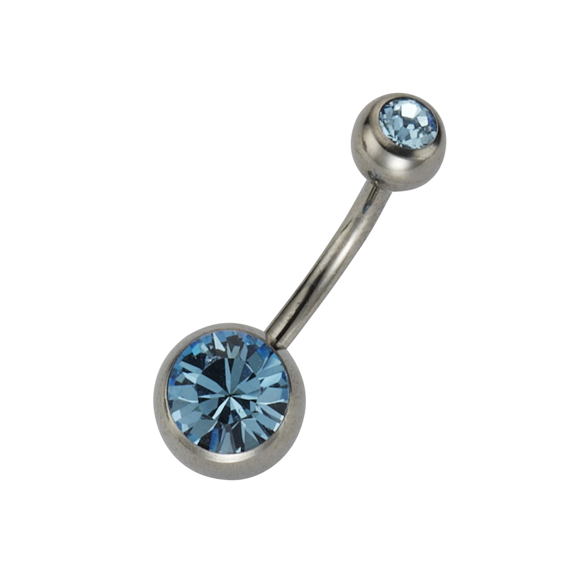 Bauchnabelpiercing ZEEME "Titan silberfarben Kristall hellblau", grau (grau, hellblau), Piercings, Titan Image