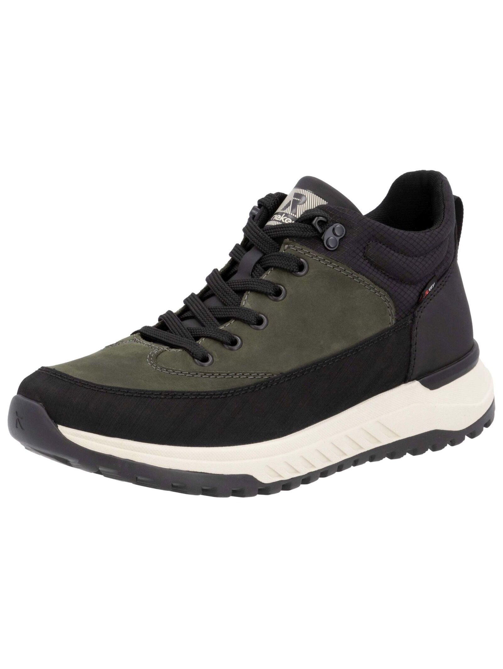 Sneaker RIEKER "Rieker Sneaker Lederimitat", Herren, Gr. 42, schwarz, grün, Lederimitat, Schuhe Sneaker