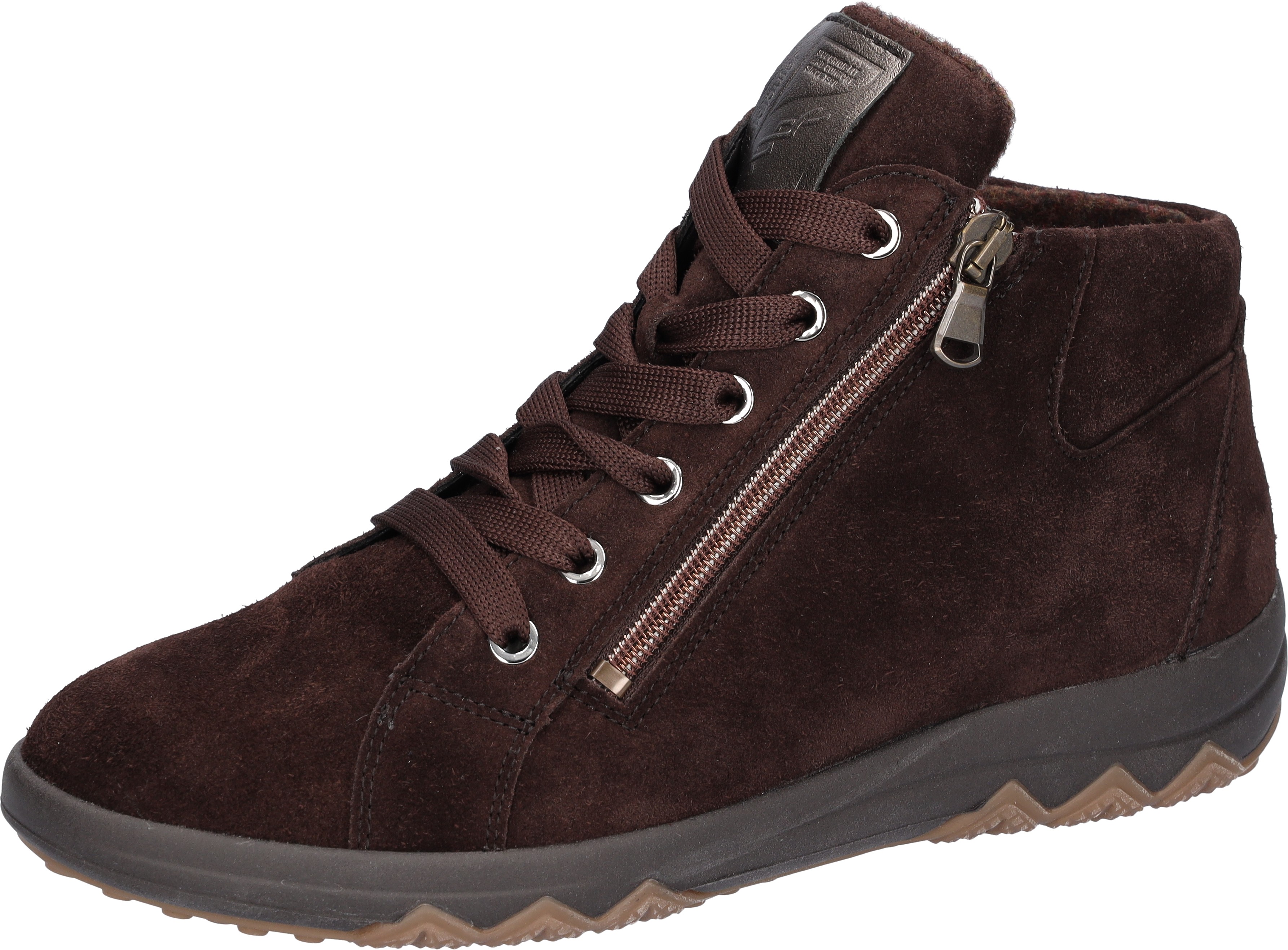 Sneakerboots WALDLÄUFER "H-TERESA", Damen, Gr. 5,5 (38,5), braun (dunkelbraun), Nappaleder, Veloursleder, unifarben mit Farbeinsatz, Schuhe, Schnürboots, Stiefelette, Bequemschuh in Komfortweite H (= sehr weit)