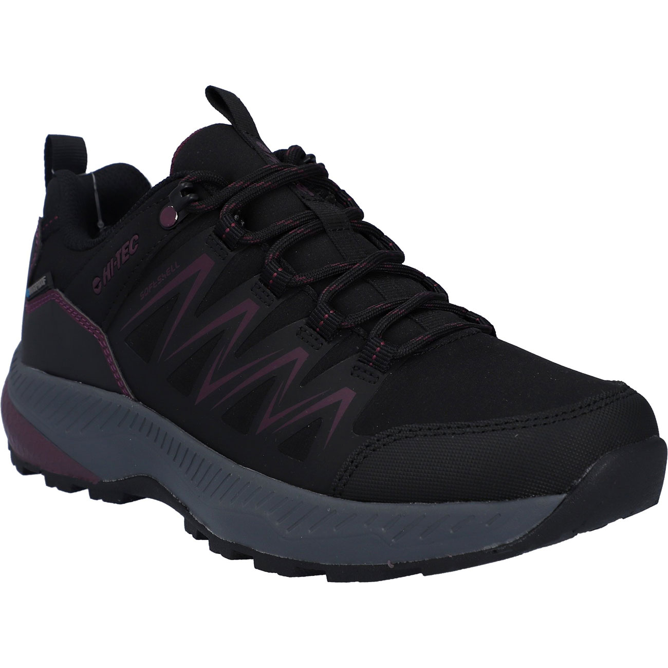Wanderschuh HI-TEC "STEALTH LOW WP WOMENS", Gr. 40, schwarz, lila, Textil, Schuhe, wasserdicht