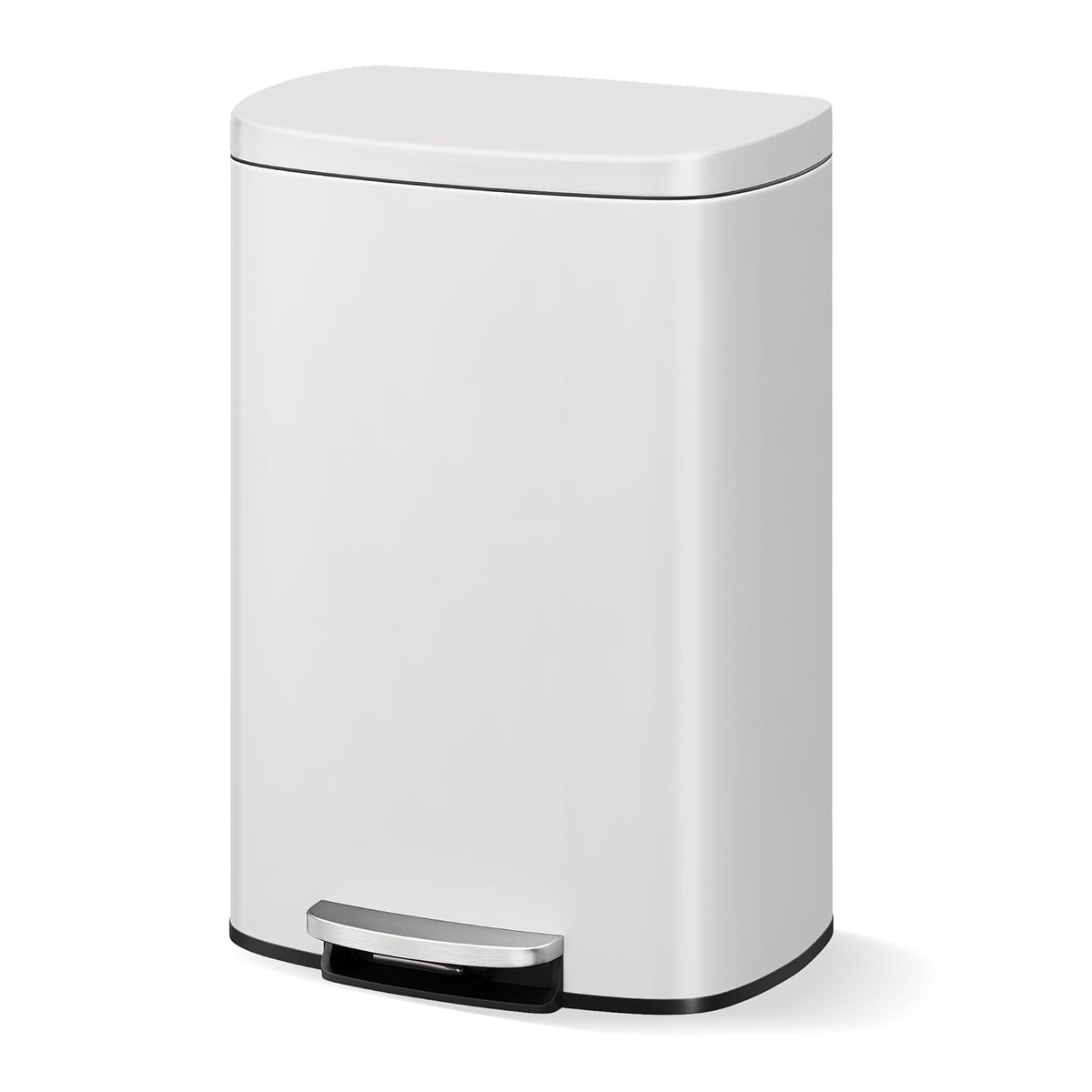 13.2 Gallon Step Trash Can with Soft-Close Lid, Stainless Steel Garbage Can with Removable Inner Bucket