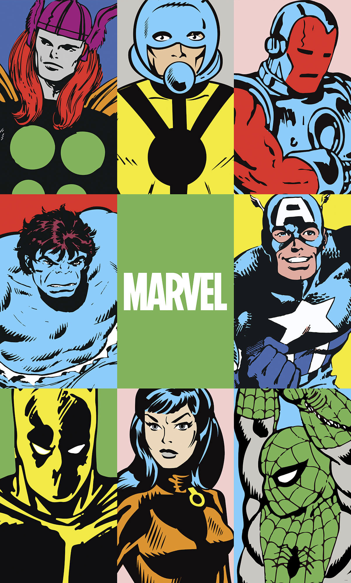 Vliestapete KOMAR "Digitaldruck Vlies - Marvel PowerUp Team - Größe 150 x 250 cm", bunt (bunt, bunt), B:150m L:250m, Vlies, Tapeten, Kinderzimmer