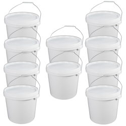 Eimer Deckel lebensmittelecht 20 L Liter leer weiß Henkel Metall Set 10 Stück Image