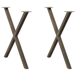 vidaXL Esstischbeine X-Form 2 Stk. Naturstahl 80x(72-73) cm Stahl Image