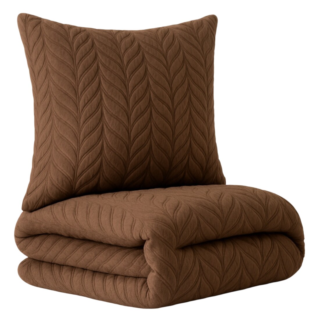 Leonado Vicenti Bettwäsche 155x220 cm Braun Winter Plüsch Damast Premium Cashmere Touch geprägtes Design Blumen mit Reißverschluss extra warm flauschig Image