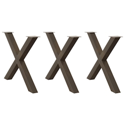 vidaXL Esstischbeine X-Form 3 Stk. Naturstahl 90x(72-73) cm Stahl Image