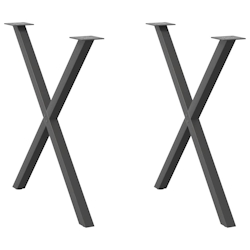vidaXL Esstischbeine X-Form 2 Stk. Anthrazit 80x(72-73) cm Stahl Image