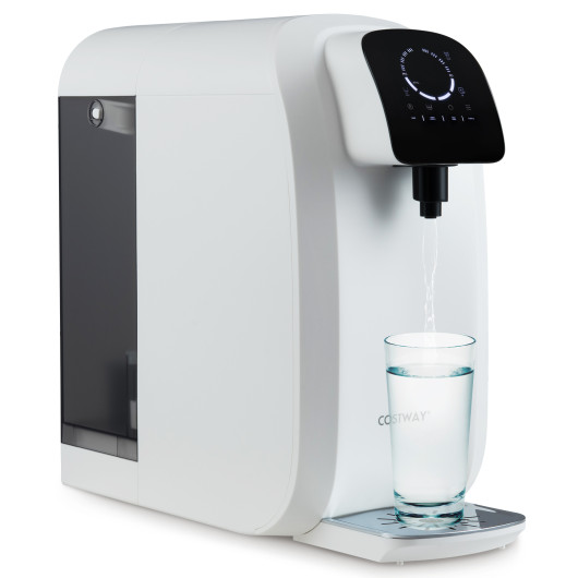 Costway Countertop Reverse Osmosis Water Filter, 5-Stage RO + PPC Water Filtration System with UV Light-White