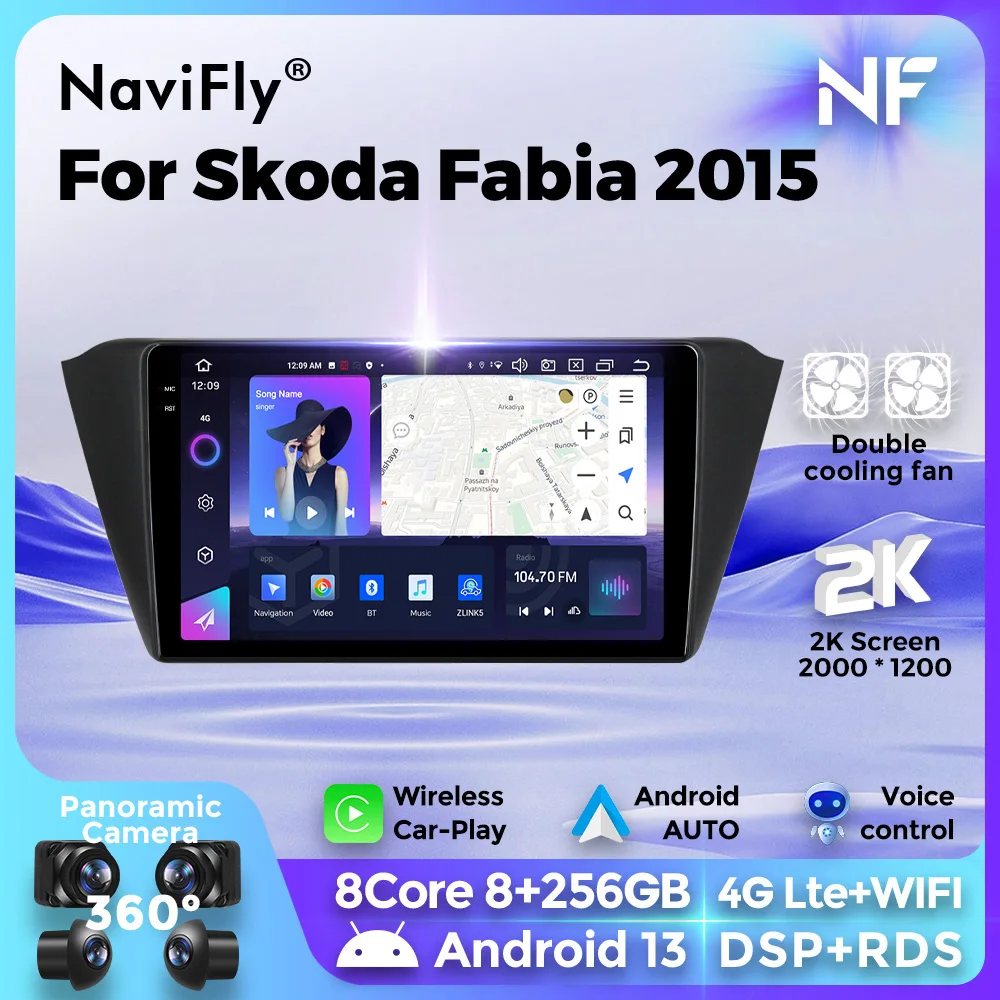 Lecteur vidéo de limitation stéréo UEFA, autoradio 8 cœurs, écran intelligent QLED 2K, jeu de voiture pour Skoda Fabia 3, 2015, 2016, 2017, 2018, 2019 autoradio bluetooth voiture autoradio android