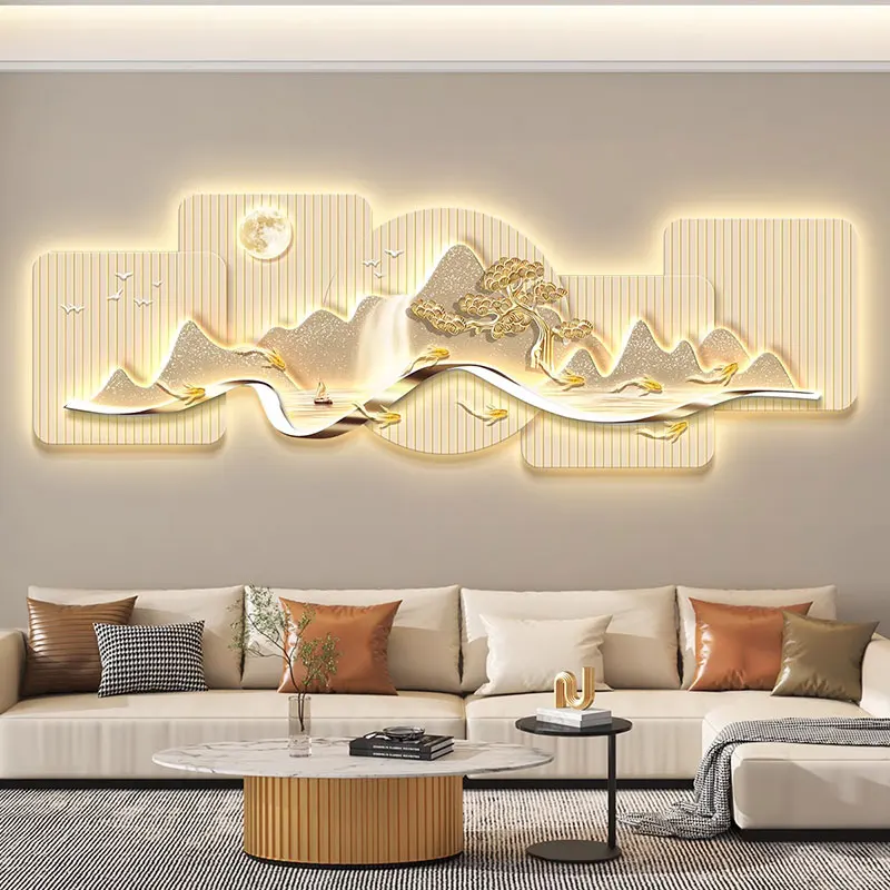 LED living room light painting, high-end sofa background wall painting, light painting for bedroom, 2025 new model