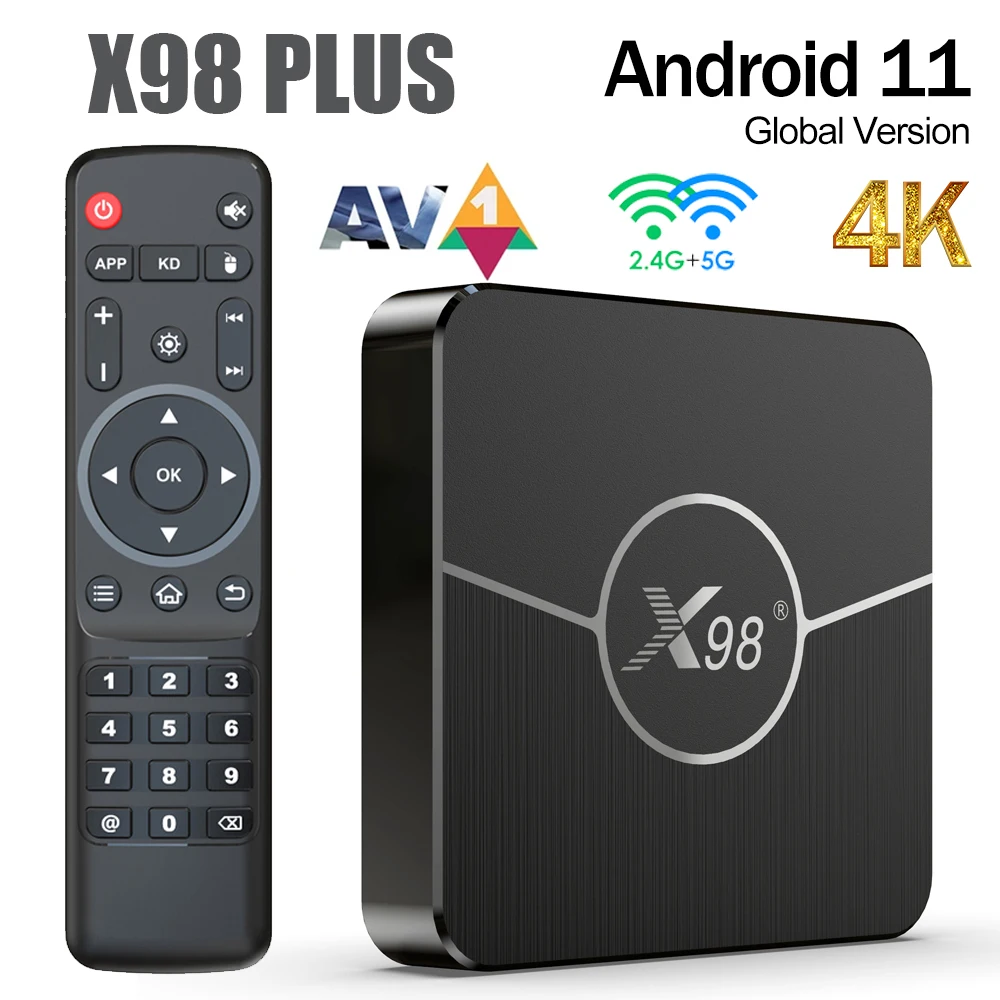 New X98 Plus Android 11 TV Box Amlogic S905W2 AV1 2.4G&5G Dual Wifi BT5.0 4GB 32GB/64GB 4K Media Player Set top box 2GB 16GB