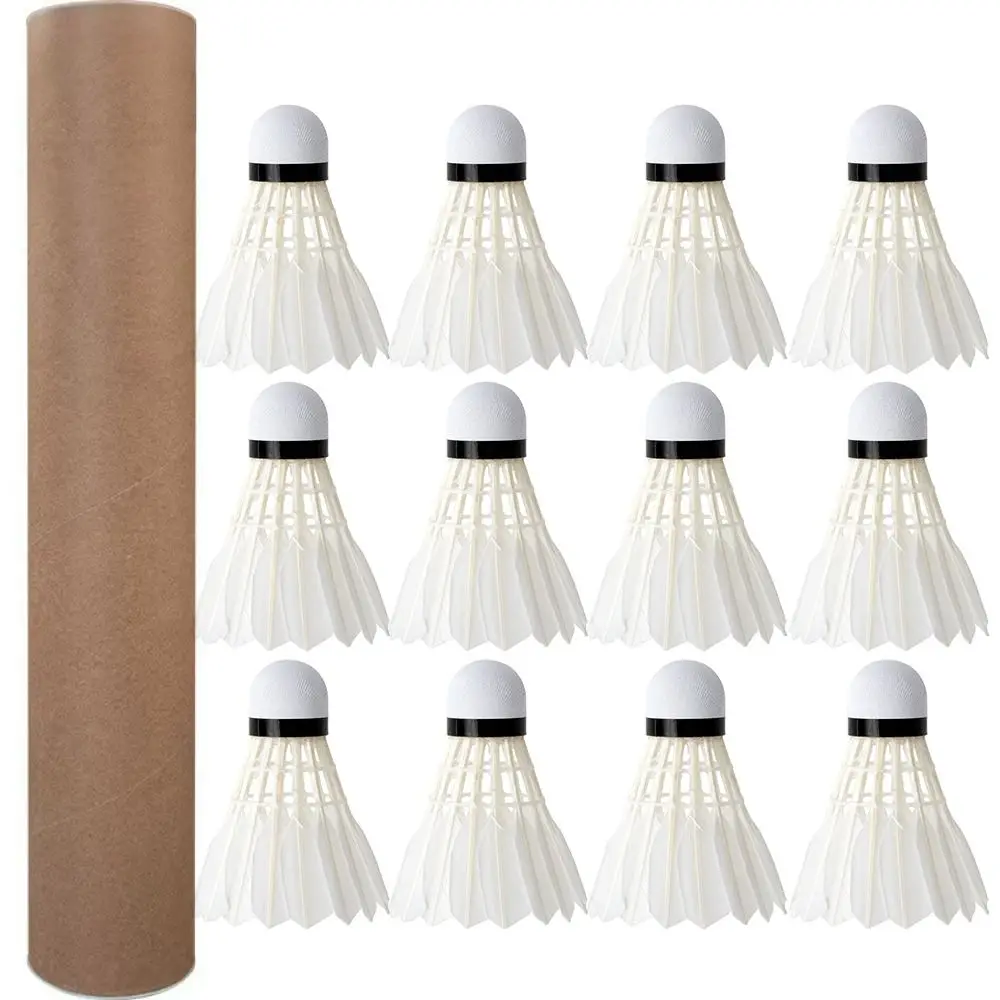 12Pcs Professional White Goose Feather Badminton Shuttlecock Durable Training Badminton Balls Badminton Trainer Accessories