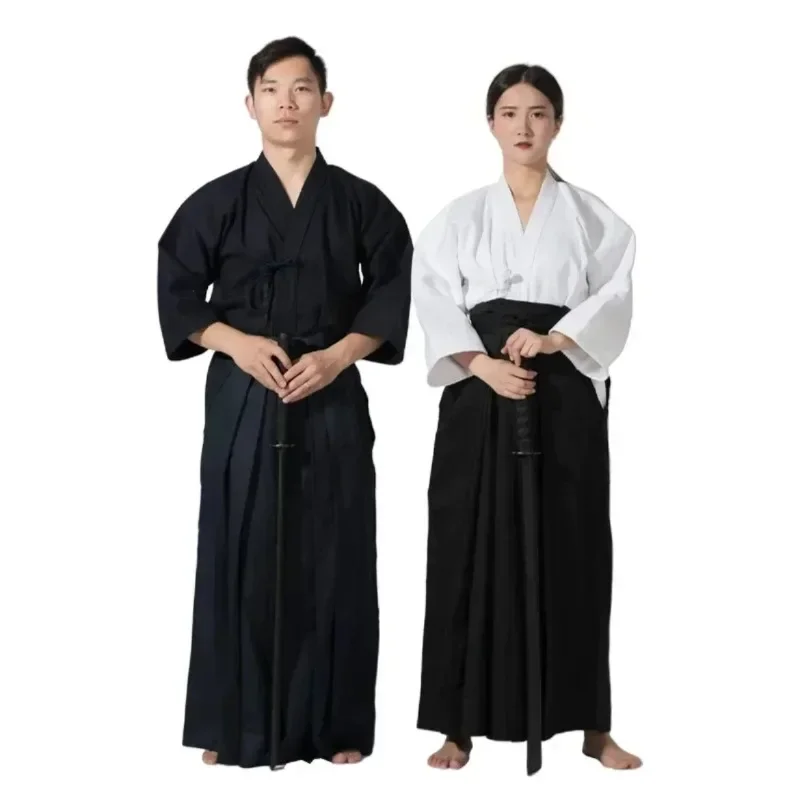 Japanische Samurai Hakama Uniform Herren Damen Traditionelle Kendo Aikido Uniform Japan Kendo Kampfsport Kleidung Kimono Kostüm Image