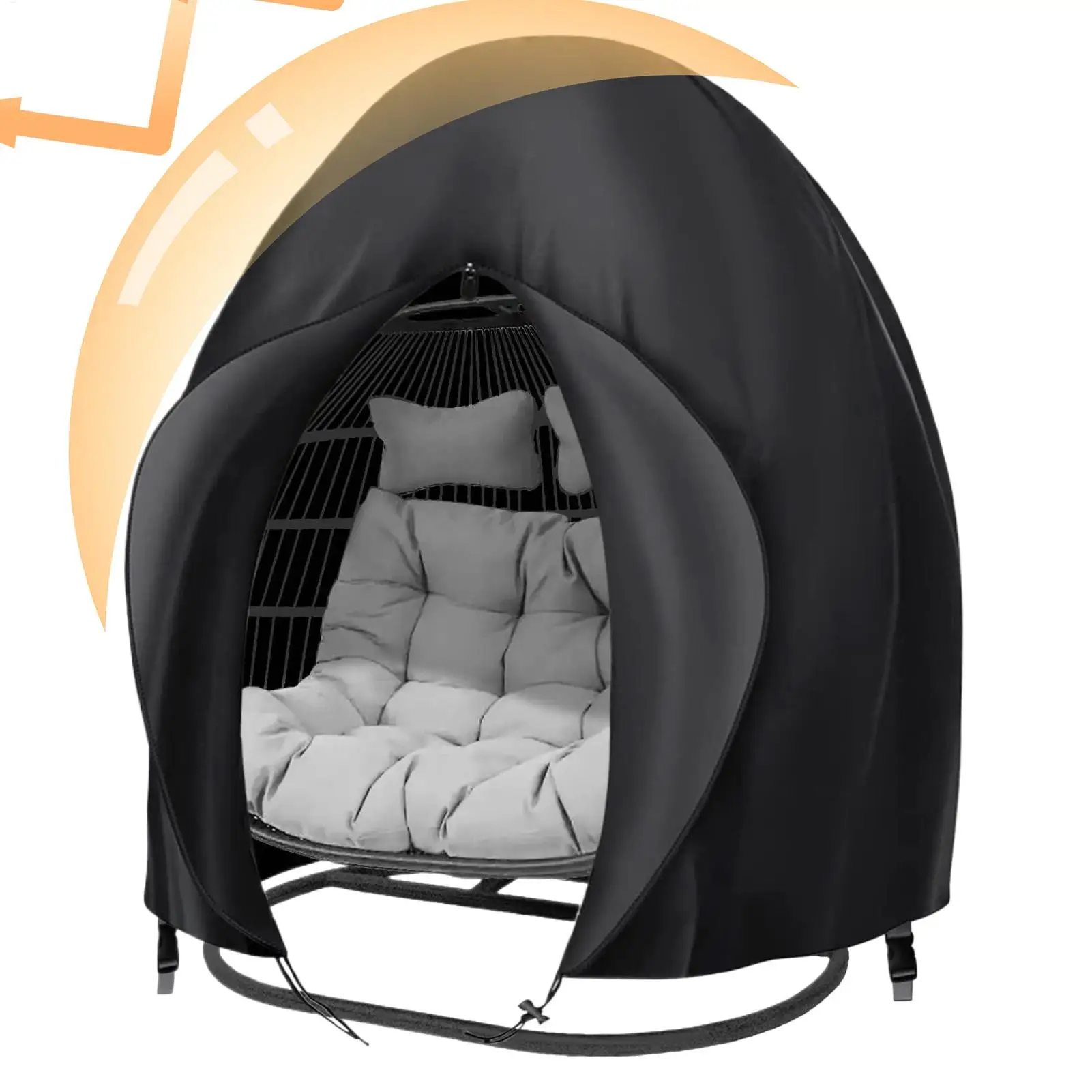 Terrassen-Ei-Stuhlbezug mit Reißverschluss, zum Aufhängen, Eierstuhlbezüge für den Außenbereich, UV-beständig, winddicht, robust, Eierkorbbezug aus Korbgeflecht Image