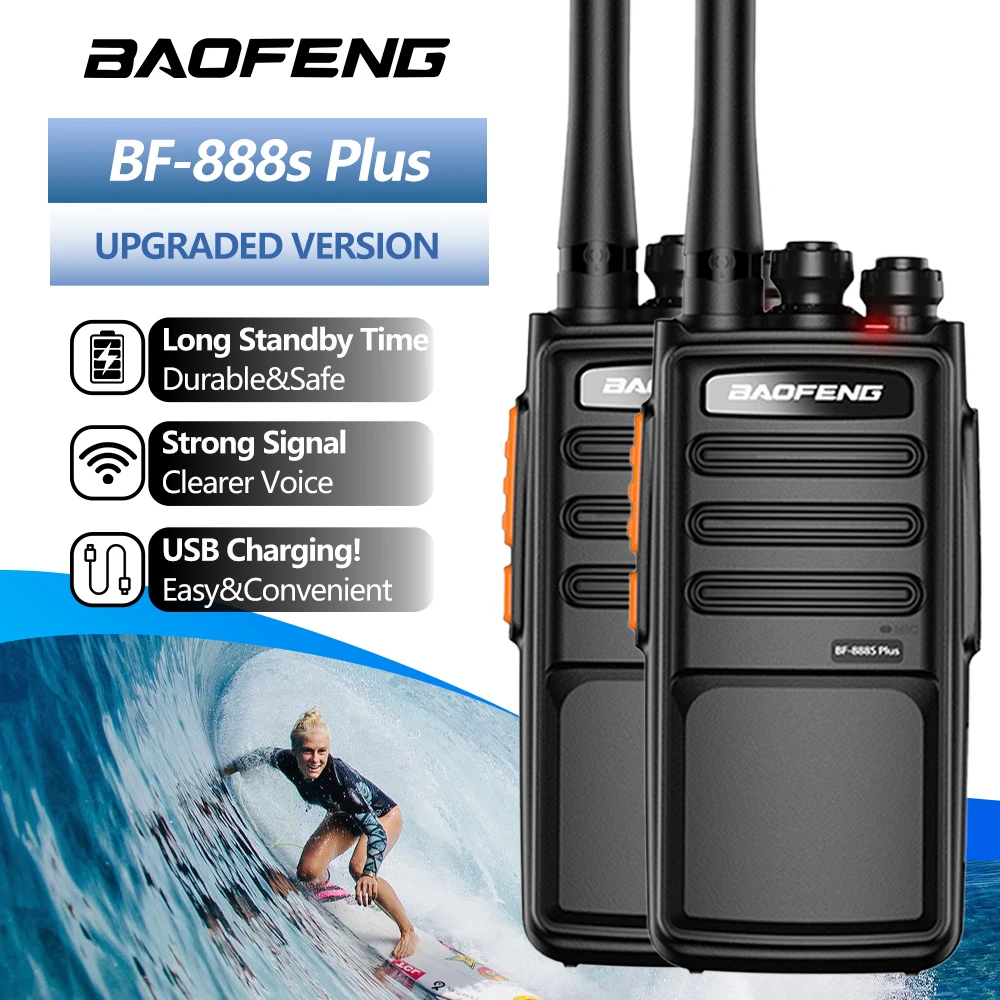 2 Stück Walkie-Talkie Baofeng BF-888S PLUS Verbesserte Version 16-Kanal Professionelles Funkgerät Reichweite 1-3km Tragbares Zwei-Wege-Radio PMR446 Image