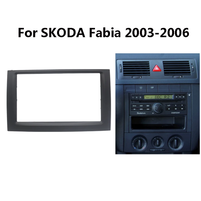 Doppel 2 Din Autoradio Blende für Skoda Fabia 03-06 Stereo Armaturen brett Panel Mount Frame Kit Adapter Trimm Lünette Frontplatte Image