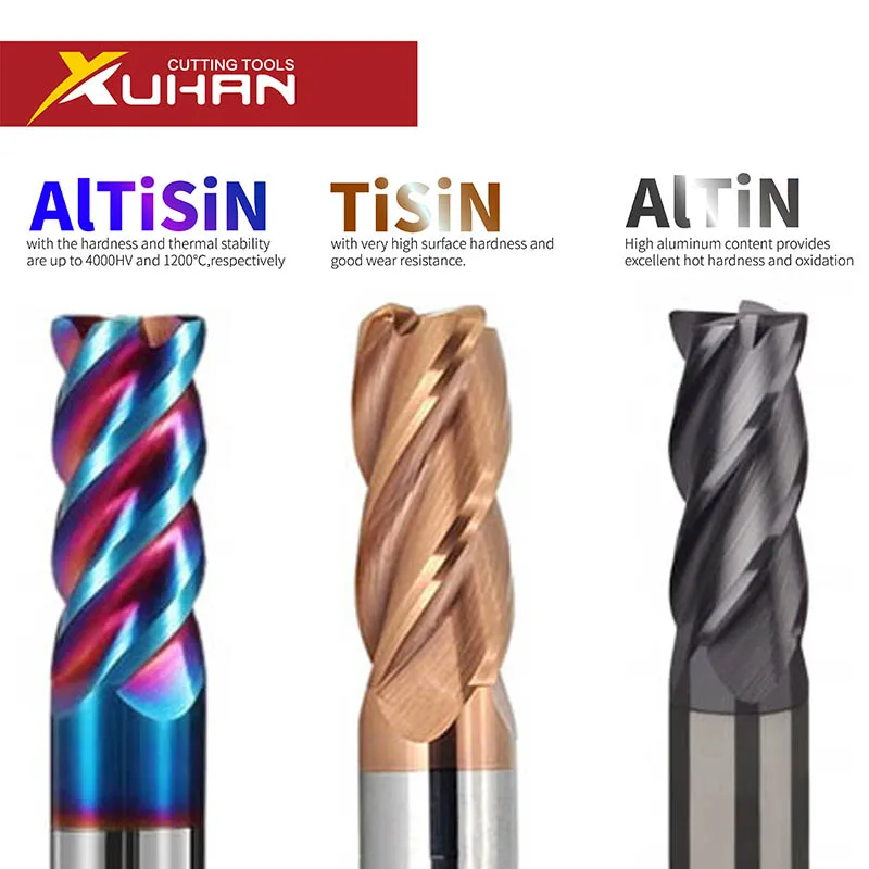 XUHAN Eckradius-Schaftfräser CNC R Bullnose Cutter Wolframkarbid Stahl Metallfräser Werkzeug 3 4 Nuten R0,5 R1 Oberflächenbearbeitung Image