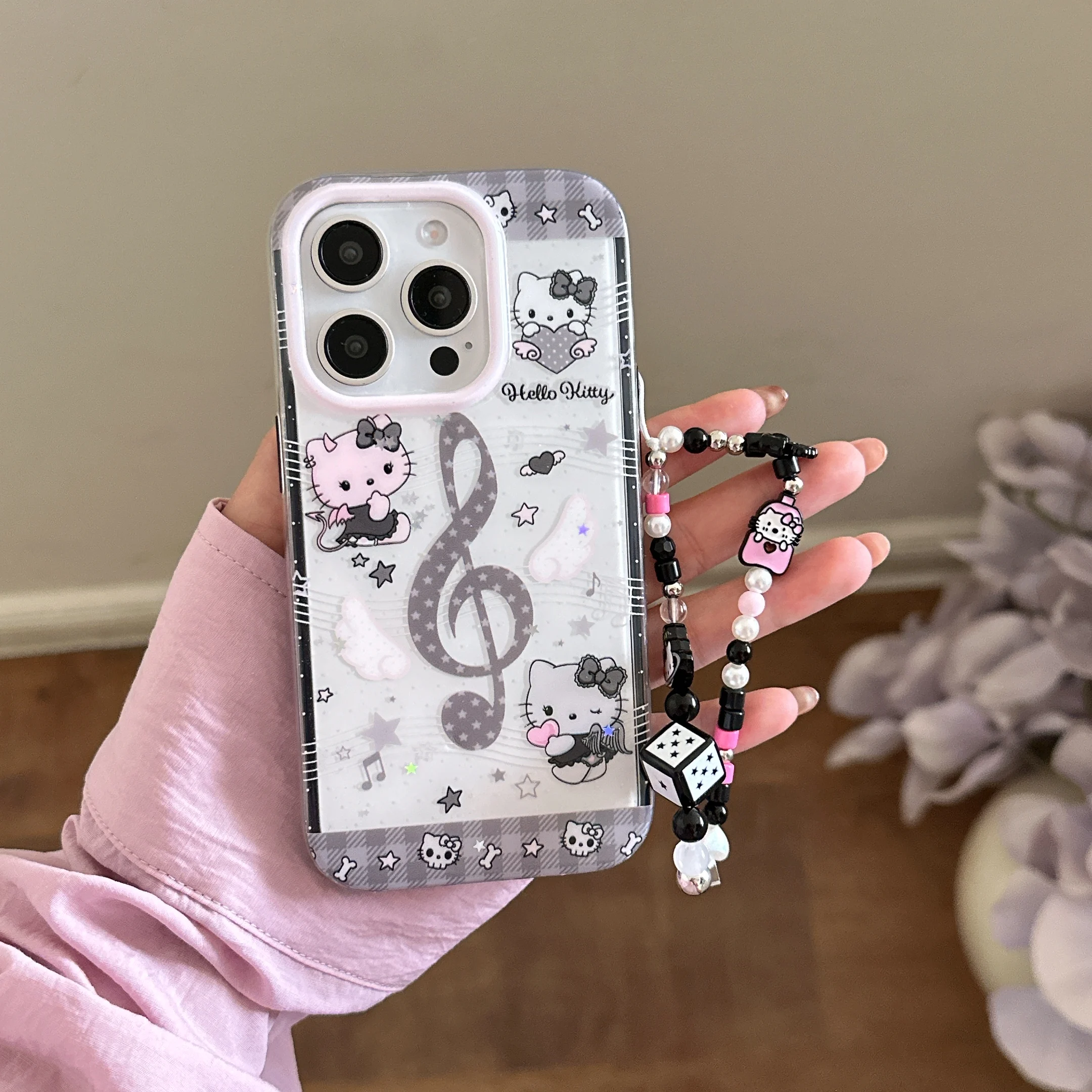 Cartoon Musik Hallo Kitty Telefon Fall Für iphone 16 Pro Max 14 15 16 Pro Max 15 Pro max 15Pro 14Pro Abdeckung Schutz Fundas Image