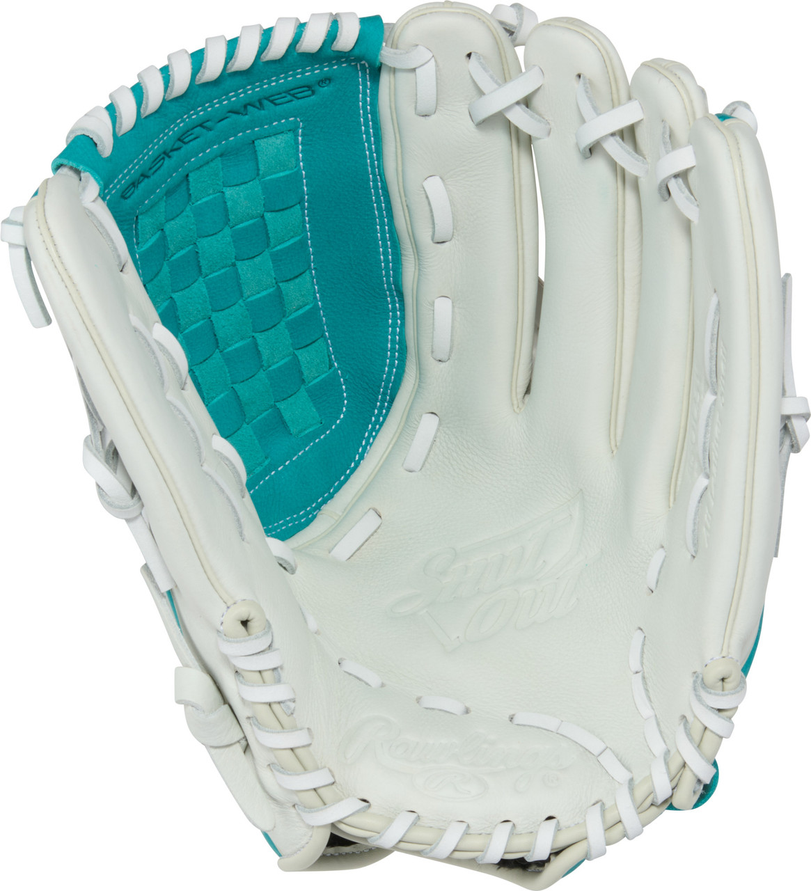 Rawlings Shut Out Series 12.5" Basket Web Fastpitch Softball First Base Glove - Left Hand Throw White/Green