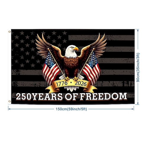1776–2026 USA-Flagge zum 250. Jahrestag, 91 x 152 cm, patriotisches amerikanisches Dekorationsbanner für den Außenbereich für Hof, Garten, Haus oder die Feier zum Unabhängigkeitstag Image